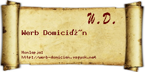 Werb Domicián névjegykártya